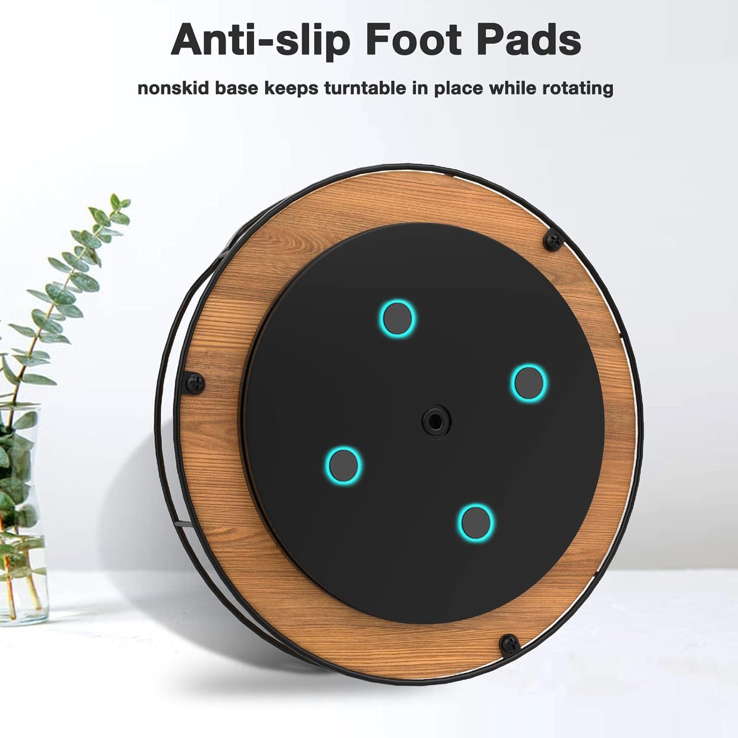 Lazy Susan Turntable Organizer for Cabinet Pantry Kitchen Countertop Refrigerator Cupboard, Pine Wood (Carbonized Black, 12“)