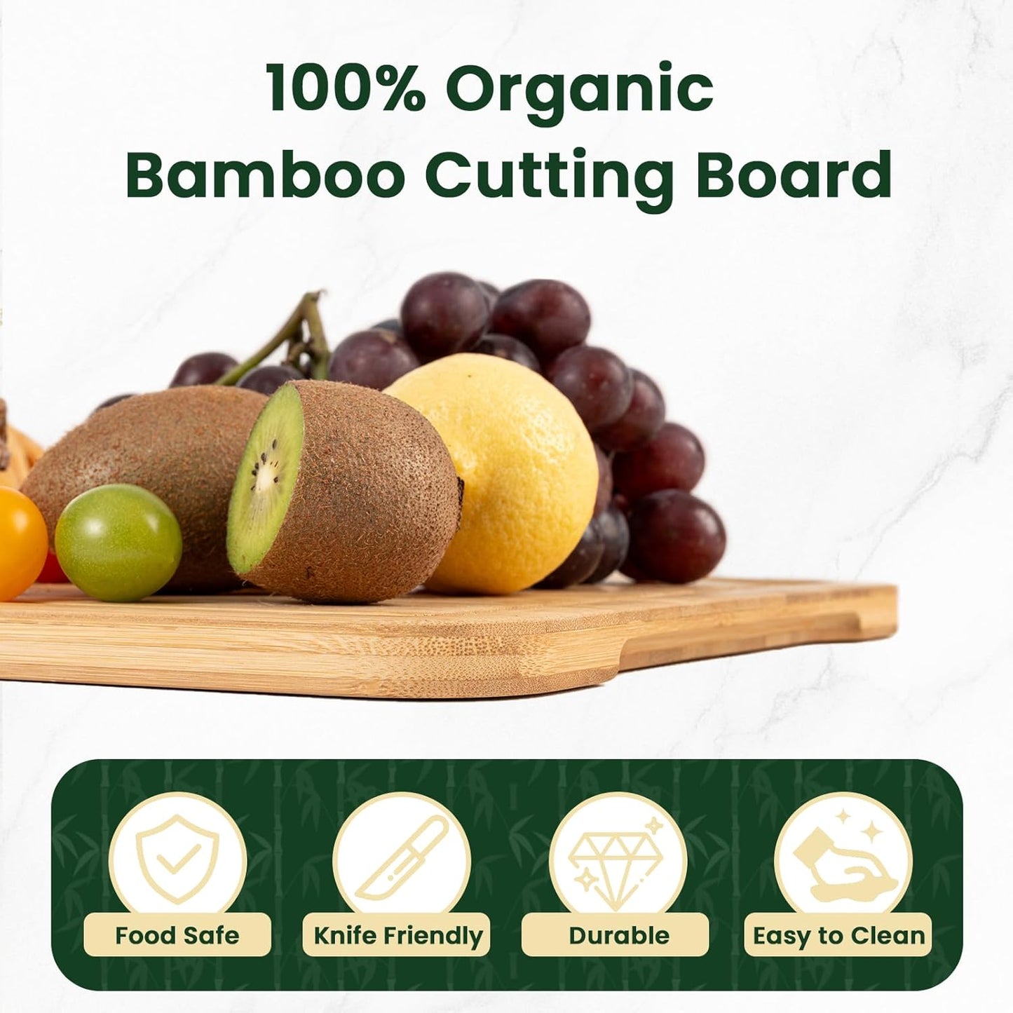 Heimlove 24" Extra Large Cutting Board, Wooden Cutting Boards for Kitchen Charcuterie Boards with Juice Groove and Handles, Chopping Board for Meat, Vegetables and Cheese