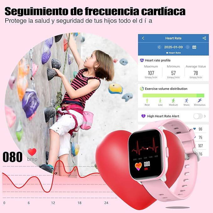 Kids Watch for Girls Boys with IP68 Waterproof, Girls Watch with 19 Sports Modes, Sleep Tracking, Pedometer, Stopwatch, Kids Activity Tracker, Birthday Gifts for Girls Age 6-15 Years Old