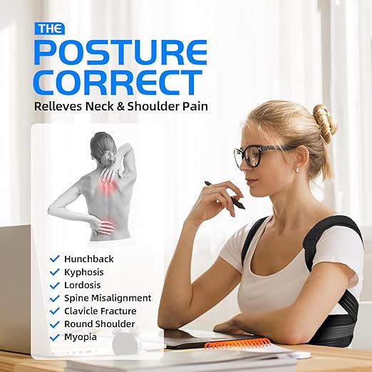 Lexniush Posture Corrector for Kids Teenagers, Updated Adjustable Upper Back Posture Brace for Boys/Girls, Breathable Back Support Braces for Scoliosis, Hunchback, Pain Relief, Spine Corrector, S