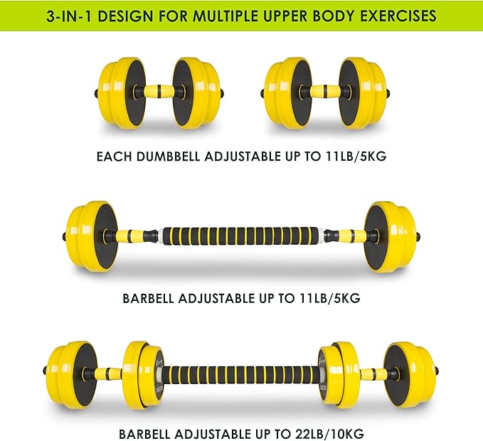 ProsourceFit Adjustable Dumbbell & Barbell Weight Set, 2-in-1 Free Weights Available 44Lbs, Home Gym Equipment