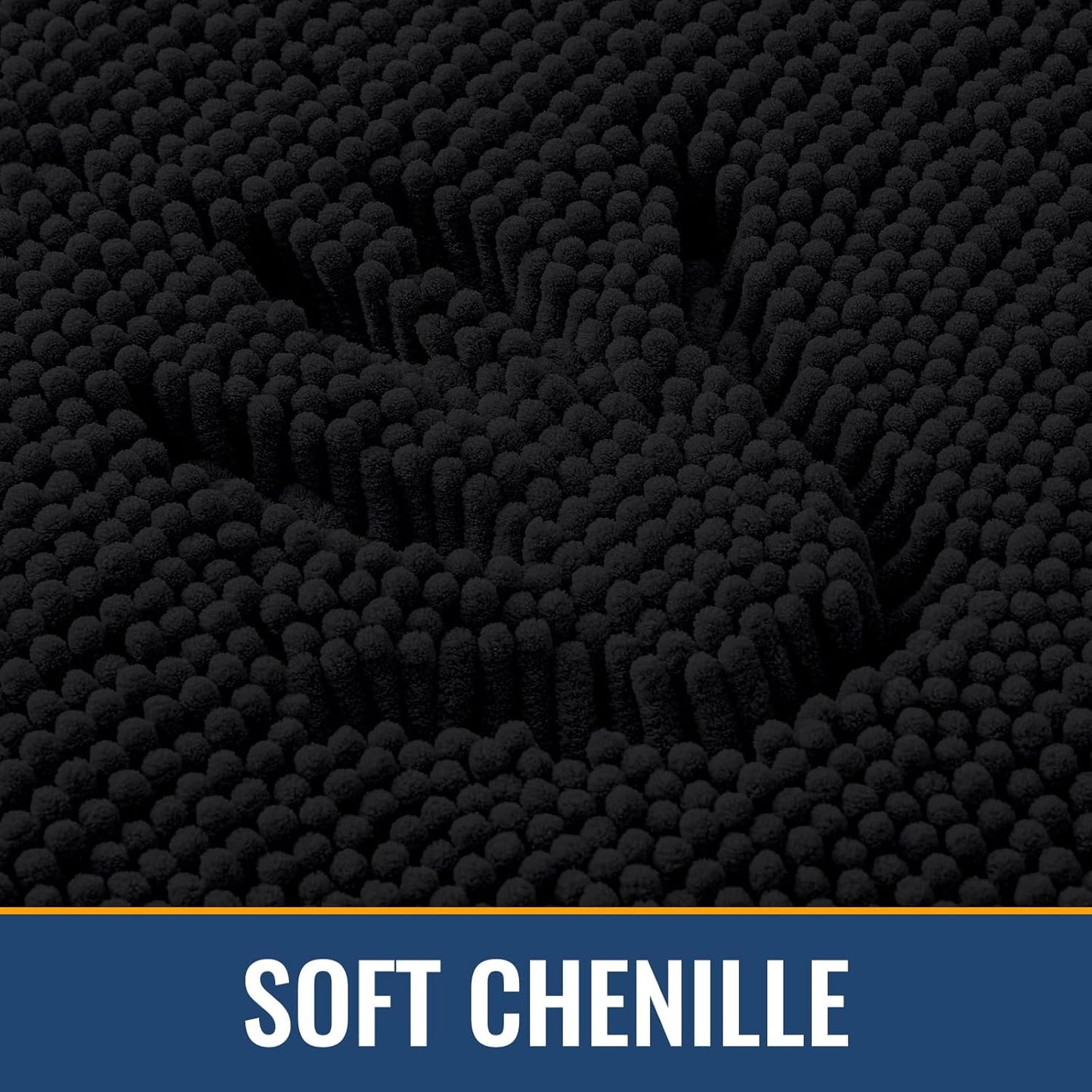 Arotive Bathroom Rugs 30x20, Extra Soft Absorbent Shaggy Chenille Bath Rugs, Machine Washable Rubber Backing Non-Slip Bath Mats for Bathroom Floor Tub and Shower, Home Decor Accessories, Black