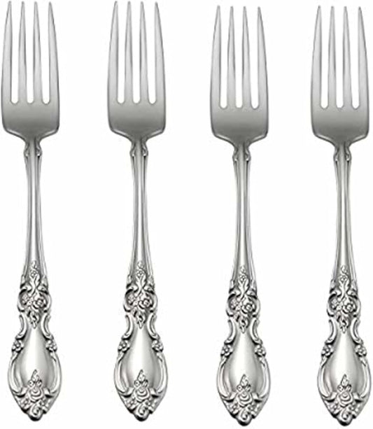 Oneida Louisiana Fine Flatware Dinner Forks, Set of 4, 18/10 Stainless Steel