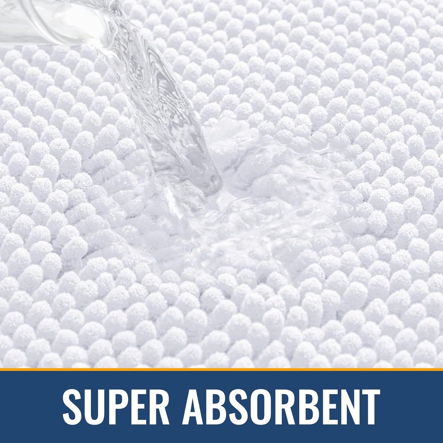 Arotive Bathroom Rugs 24x16, Extra Soft Absorbent Shaggy Chenille Bath Rugs, Machine Washable Rubber Backing Non-Slip Bath Mats for Bathroom Floor Tub and Shower, Home Decor Accessories, White