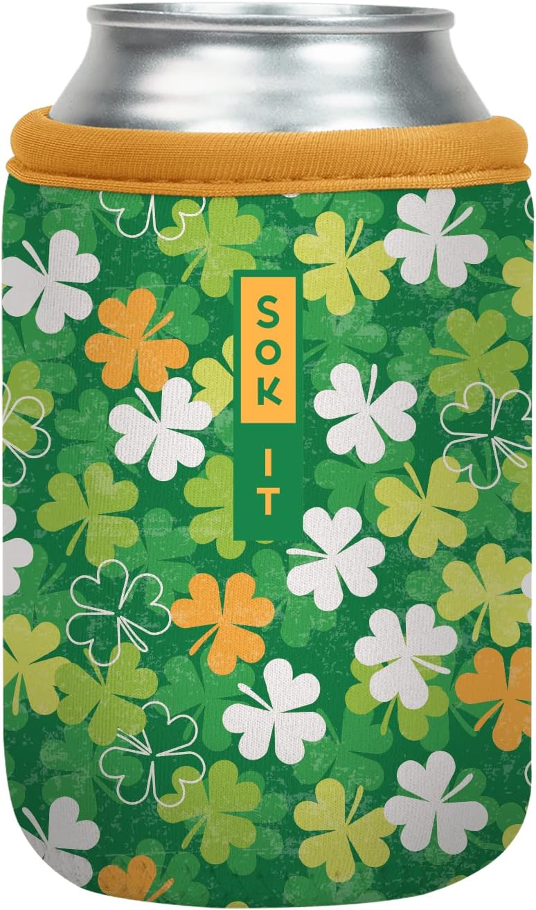 Sok It CanSok Sleeve for Beer & Soda Insulated Neoprene Cover (Luck of the Shamrock, 12oz Can Sleeve)