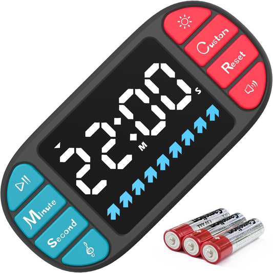 DOOMAY Digital Kitchen Visual Timer: 3.6'' Large LED Display, Magnetic, 3 Brightness, 4 Alarms, 4 Volume, Memory Function, Countdown Count up for Cooking, Classroom, Gym, AAA Battery Included (Black)