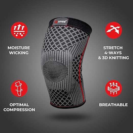 Knee Brace for Women and Men with Patella Gel Pad, Non-Slip Knee Compression Sleeve for Knee Pain Relief, Knee Support for Meniscus Tear, ACL, Arthritis, Sports and Recovery Support
