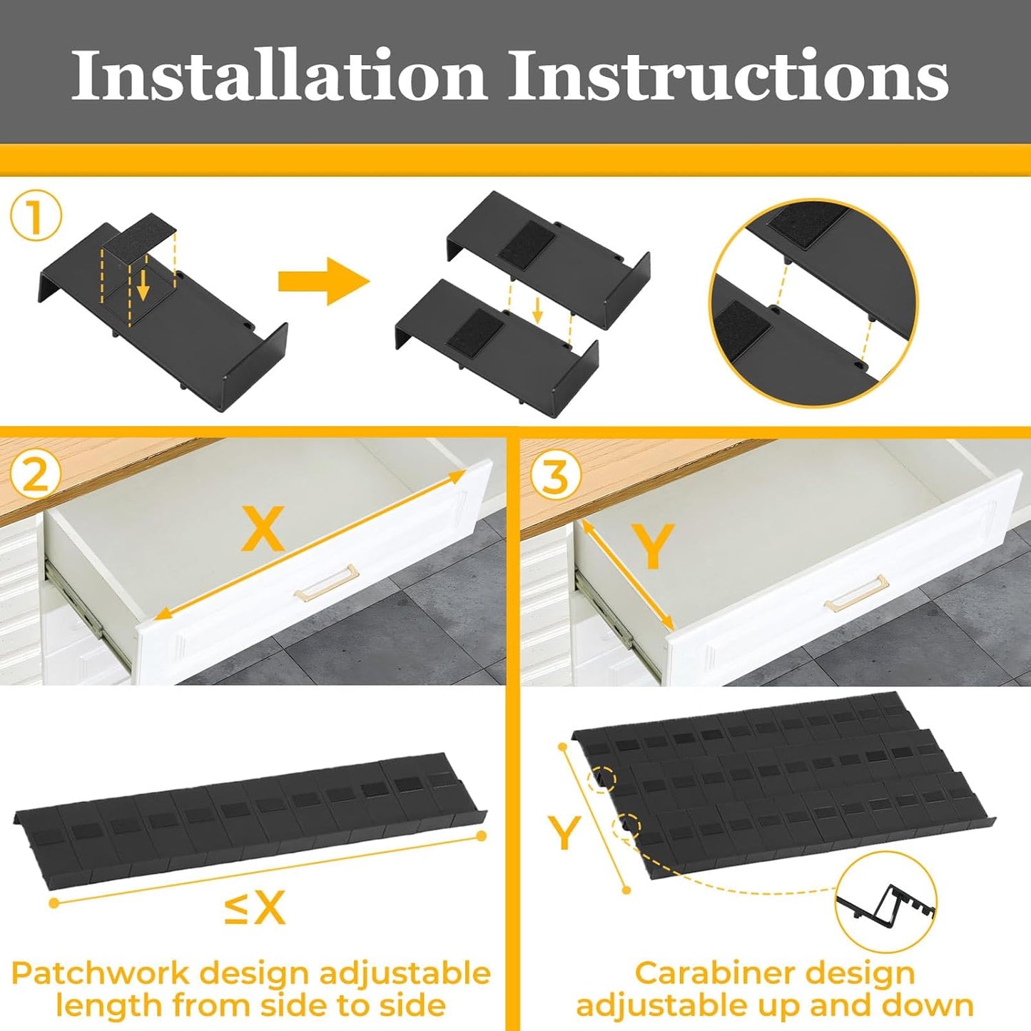 Famhap Spice Drawer Organizer, 48PCS Interlocking Expandable Seasoning Rack Tray Insert for Kitchen Drawers, Spice Rack Drawer for Spice Jars