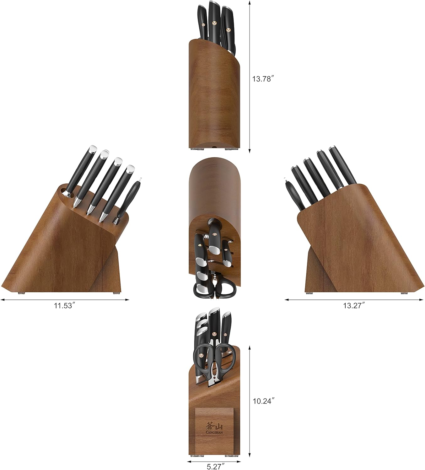 Cangshan L Series 7-Piece Cleaver Knife Block Set, Forged German Steel, Black, 1027112