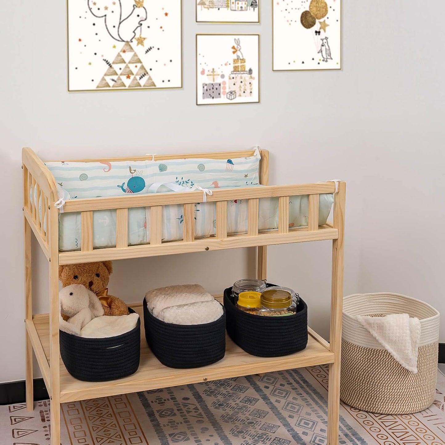 CubesLand Black Baskets Bins for Organizing,Small Woven Storage Baskets for Shelves,Cute Closet Cube Bins Set 3,Baby Nursery Toys Cube Bin,Home Decor Organization Storage