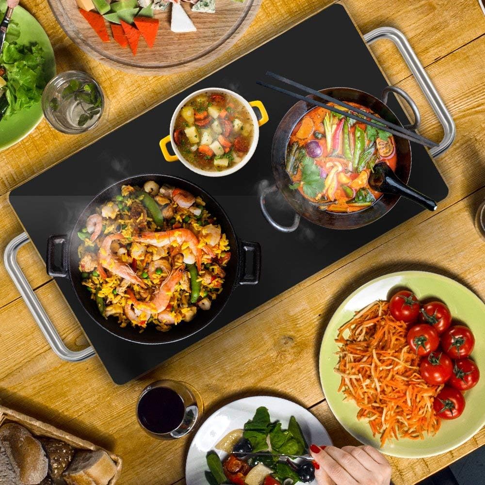 NutriChef Large Electric Warming Tray | 20" x 12" Hot Plate | Ideal for Buffets, Restaurants, Parties, & Home Dinners - Glass Top Keeps Food Hot - Perfect for Events | Heats your food to 200°F
