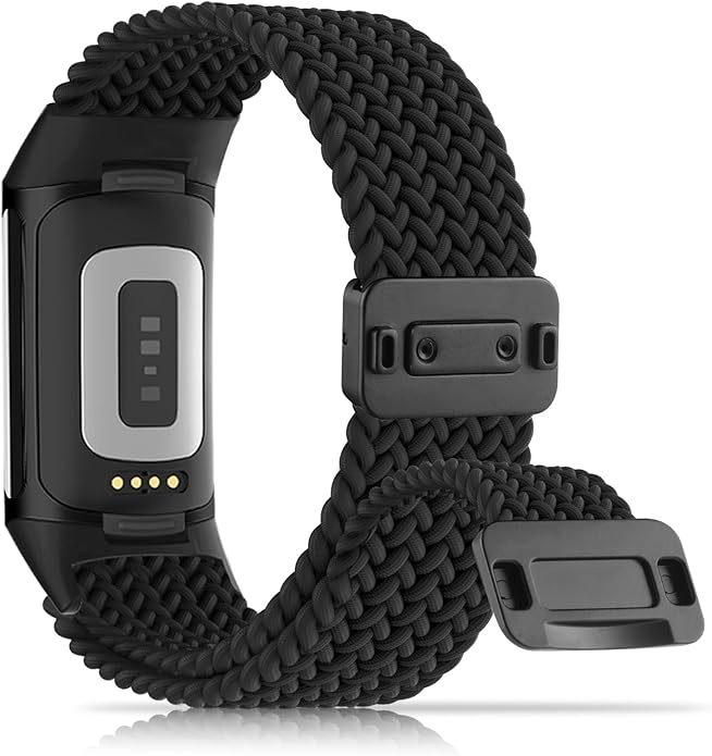 Magnetic Braided Nylon Compatible with Fitbit Charge 6 Bands/Fitbit Charge 5 Bands for Women Men, Soft Sport Stretchy Breathable Strap Replacement Wristband for Charge 6/Charge 5