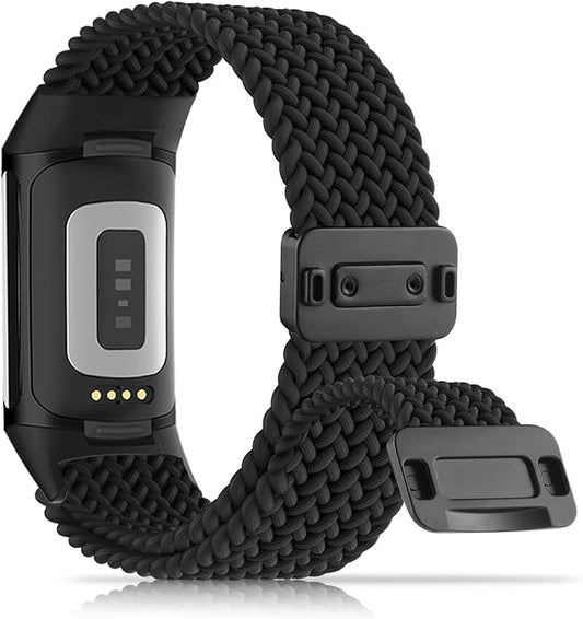 Magnetic Braided Nylon Compatible with Fitbit Charge 6 Bands/Fitbit Charge 5 Bands for Women Men, Soft Sport Stretchy Breathable Strap Replacement Wristband for Charge 6/Charge 5