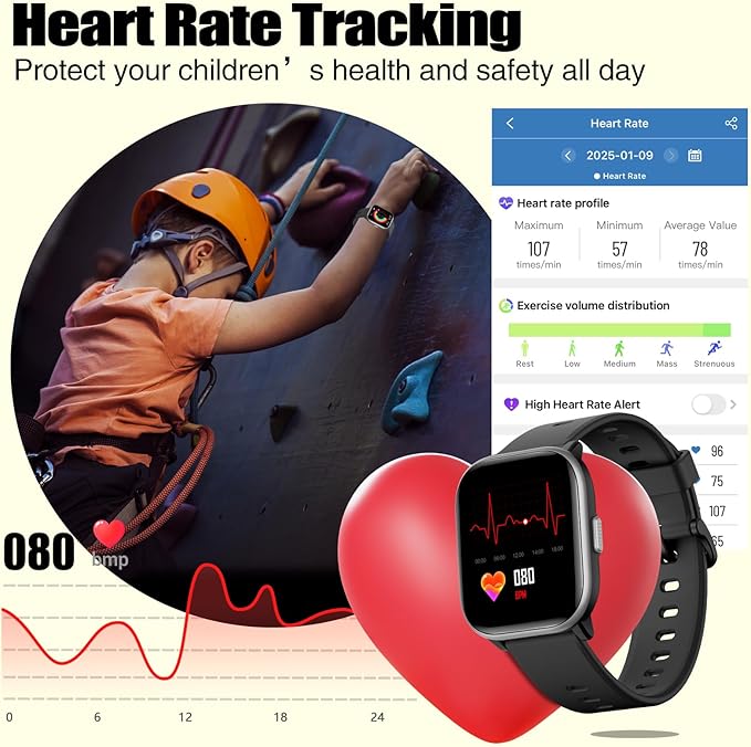 Kids Watch for Girls Boys with IP68 Waterproof, Girls Watch with 19 Sports Modes, Sleep Tracking, Pedometer, Stopwatch, Kids Activity Tracker, Birthday Gifts for Girls Age 6-15 Years Old
