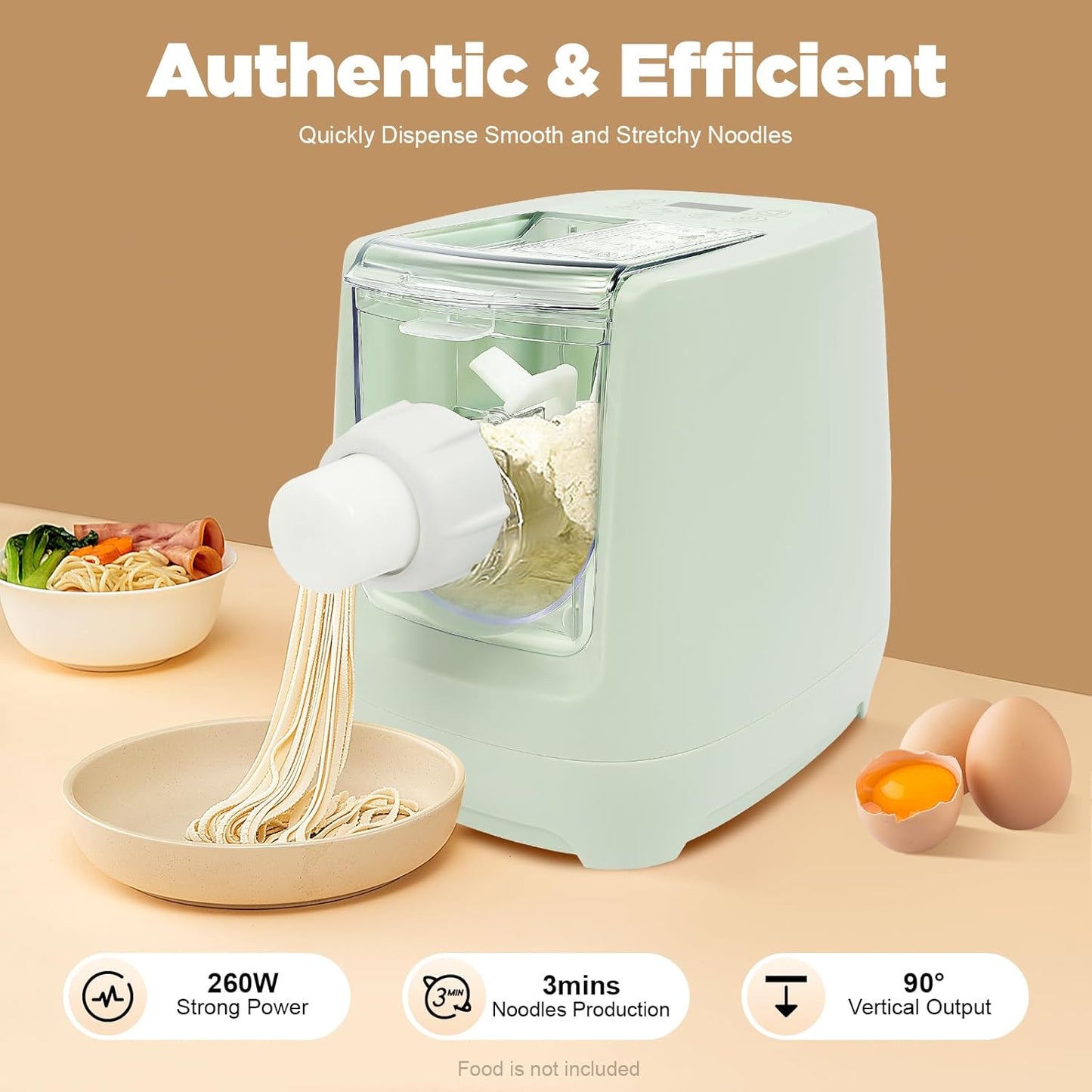 260w Automatic Pasta Machine, Electric Pasta Noodle Machine, 12 Noodle Shapes Pasta Machine With Measuring Cup,Capacity 0.6kg/ 1.32lbs,Can Make Long Noodles, Spaghetti, Macaroni. (Upgraded Version)