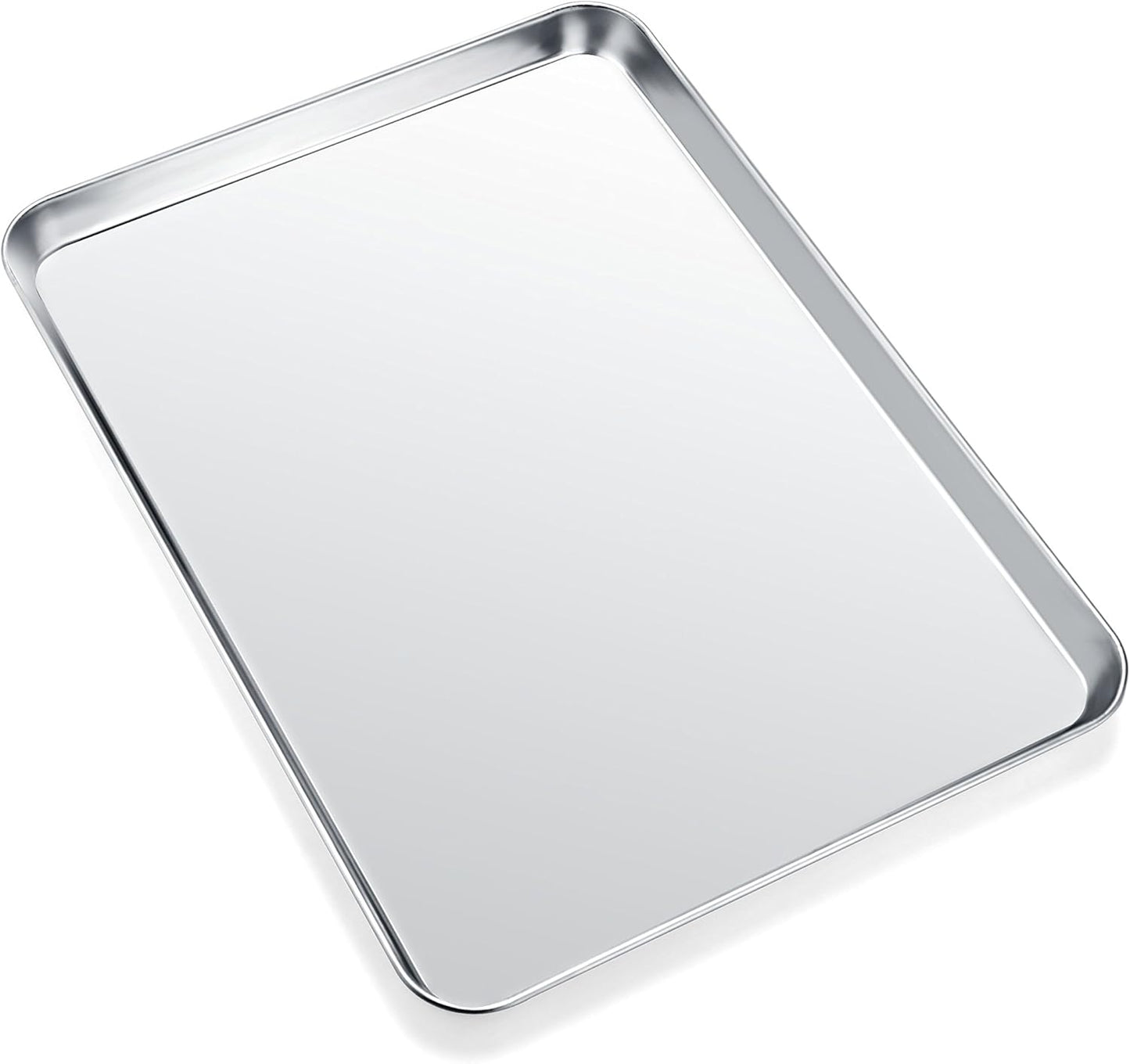 Cookie Sheets for Baking, Stainless Steel Baking Sheet Baking Pan Tray - 12.4 x 10 x 1 Inch, Non Toxic & Healthy, Mirror Finish & Easy Clean, Dishwasher Safe & Heavy Duty