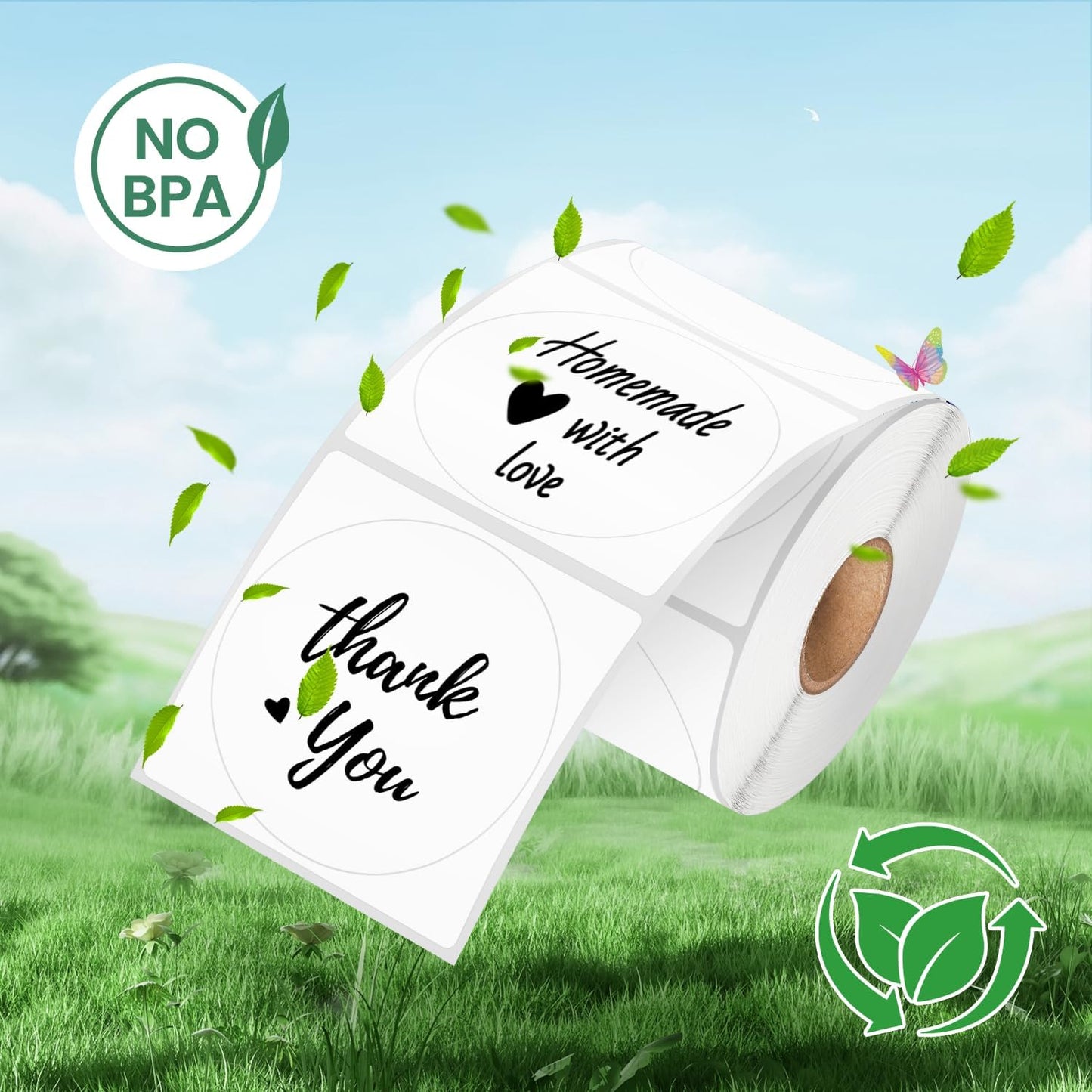 2” White Circle Thermal Label, Self-Adhesive Round Sticker Label 750 Labels/Roll, Round Direct Thermal Labels, Multi-Purpose Roll Thermal Stickers for Small Business