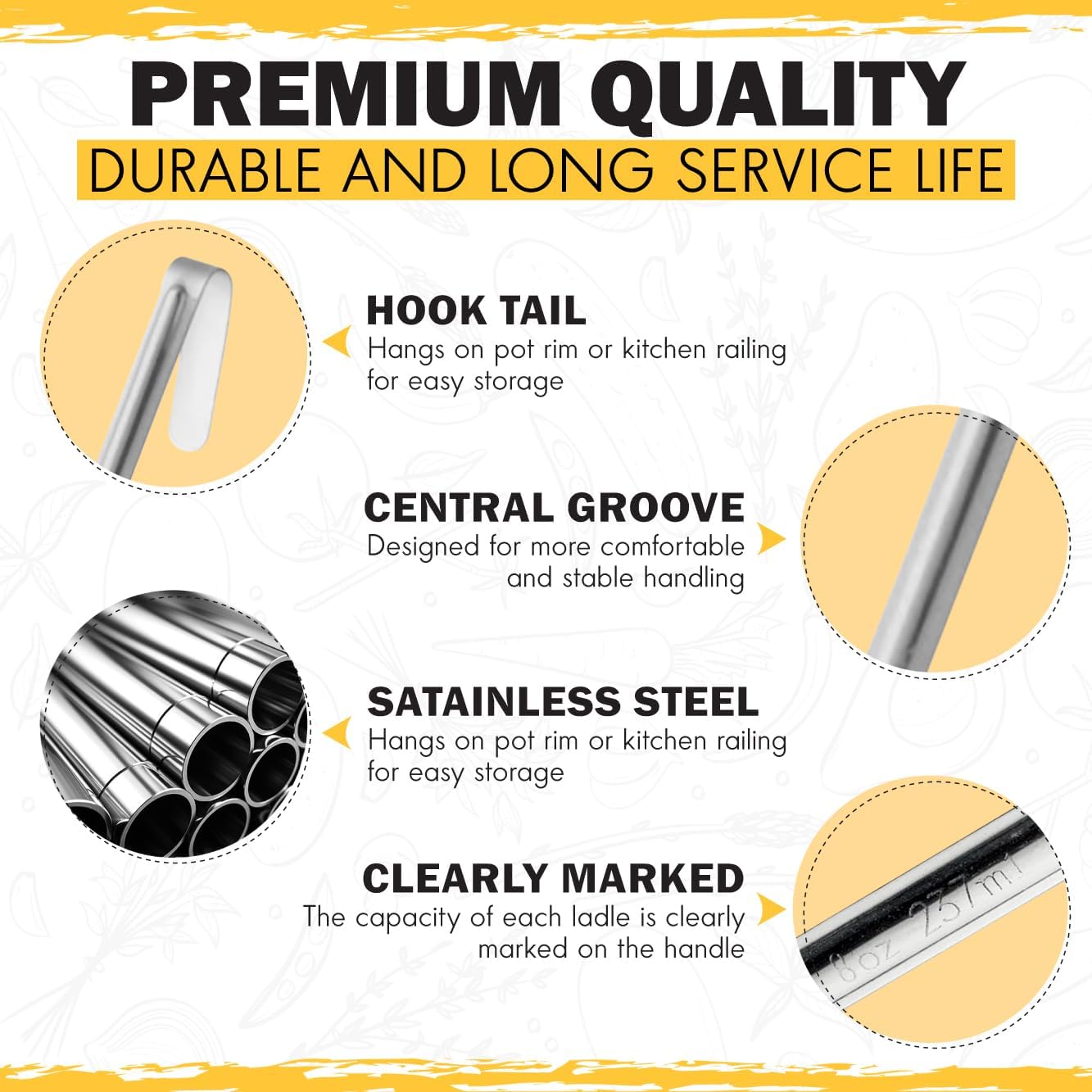 Ladle - Durable Stainless Steel Ladle Serving Measuring Soup Dressing Sauce Gravy Sturdy Dependable Long Handle for Kitchen (1, 2 Oz.)