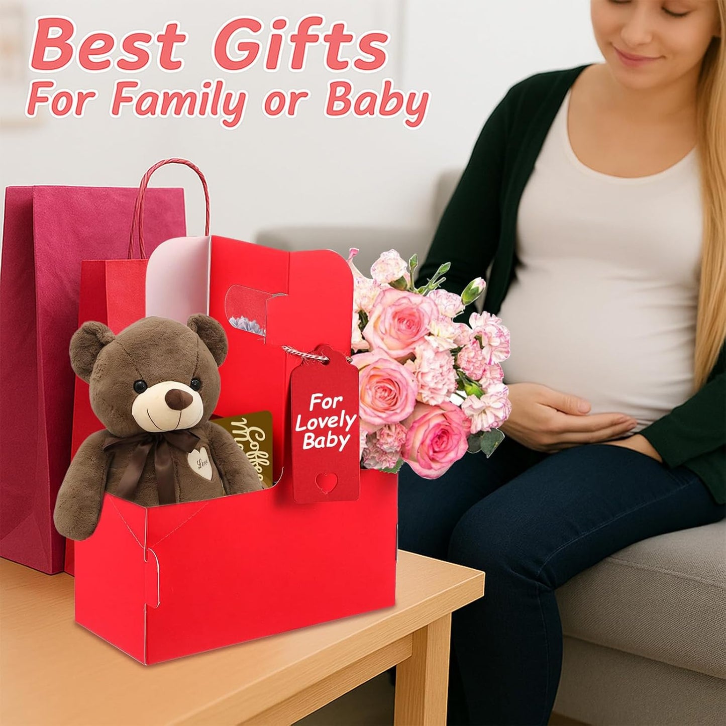 30 Pack 2 Cup Disposable Drink Carrier with Handle Paperboard Coffee Cup Holder Portable for Hot Cold Drinks Food Delivery Services with Heart Card for Teacher Appreciation Week Mother's Day