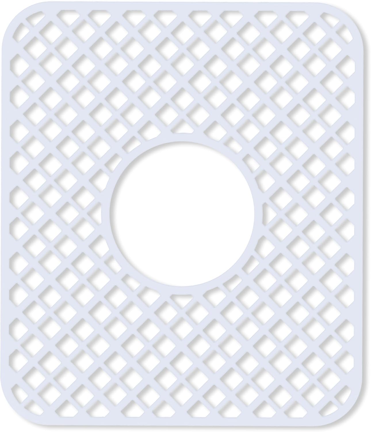 2 Pack Silicone Sink Protector for Kitchen Sink, Lozenge Pattern 13 x 11 inches Sink Grid Mat Silicone Protectors, Center Drain, White