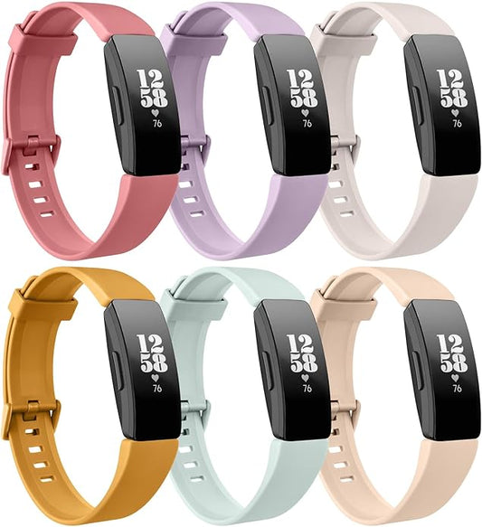 6 Pack Bands for Fitbit Inspire 2 / Inspire HR/Inspire/Ace 2 Replacement Wristbands for Women Men Small Large
