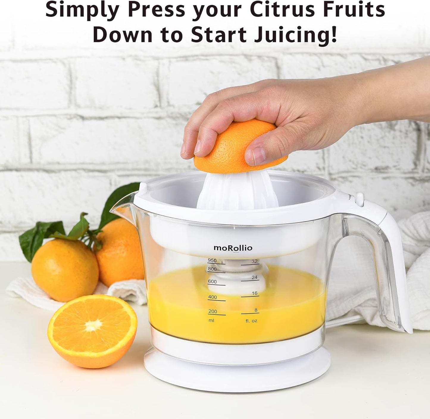 Citrus Juicer, Orange Juicer | Electric Citrus Juice Squeezer with Adjustable Pulp Control, 32oz | for Oranges, Grapefruits, Lemons and Limes