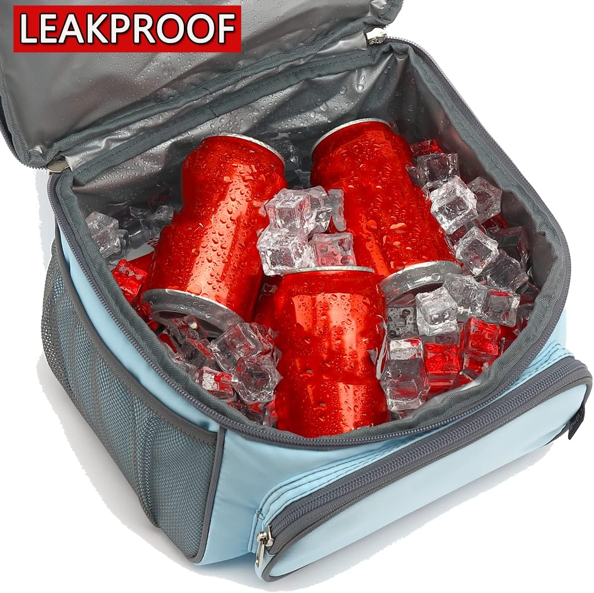 FlowFly Double Layer Cooler Insulated Lunch Bag Adult Lunch Box Large Tote Bag for Men, Women, With Adjustable Strap,Front Pocket and Dual Large Mesh Side Pockets