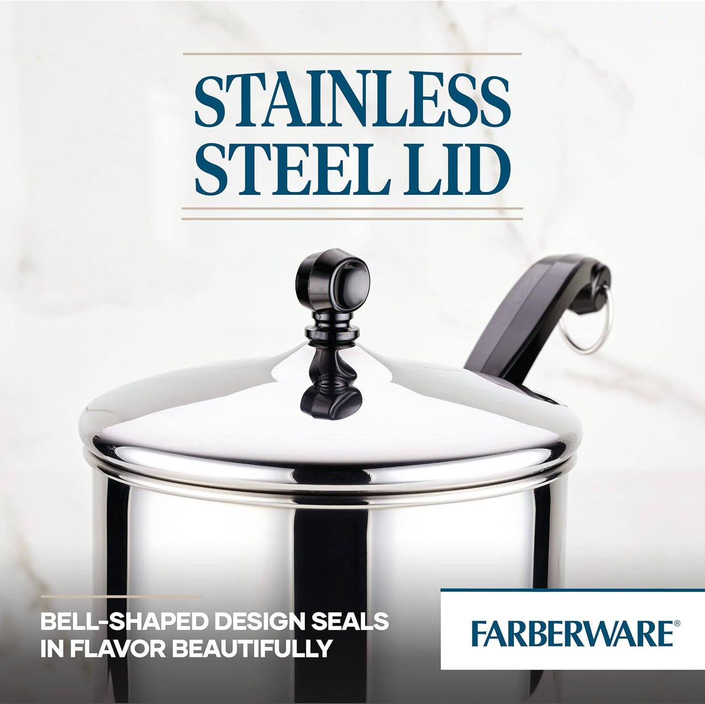 Farberware Classic Stainless Steel 2-Quart Mirror Satin Covered Saucepan, Silver