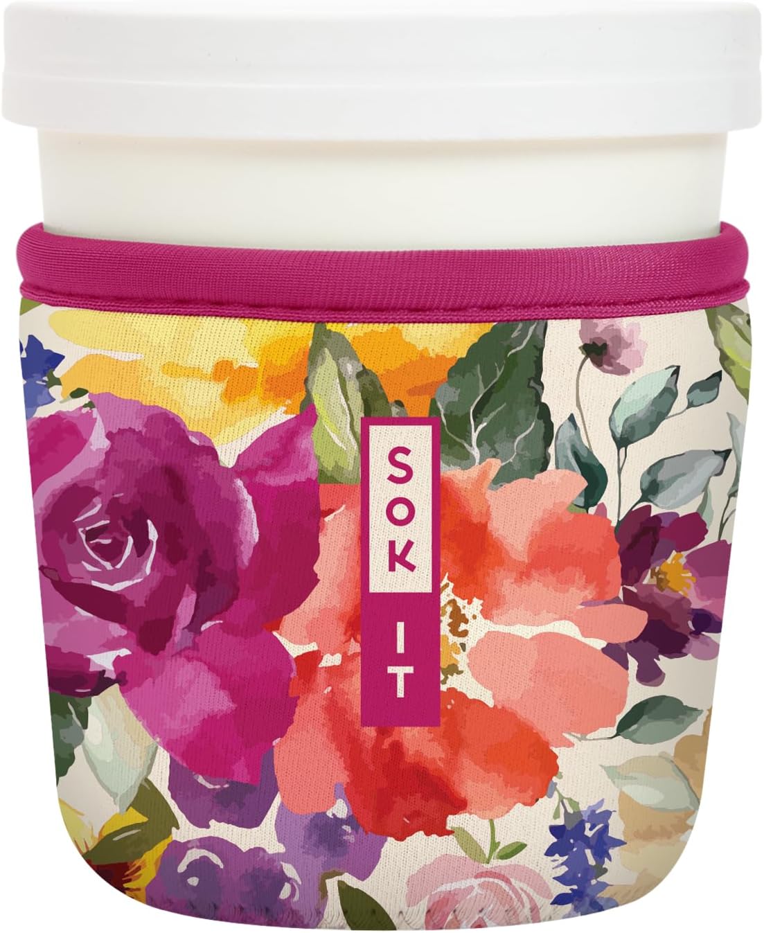 Sok It IceCreamSok Insulated Neoprene Cover (Blooming Bright, Tapered Ice Cream Pints)