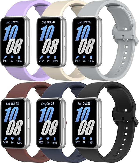 6 PACK Bands for Samsung Galaxy Fit 3 Band Women Men, Soft Silicone Sport Replacement Watch Strap Compatible with Galaxy Fit 3 SM-R390 Smartwatch Accessories