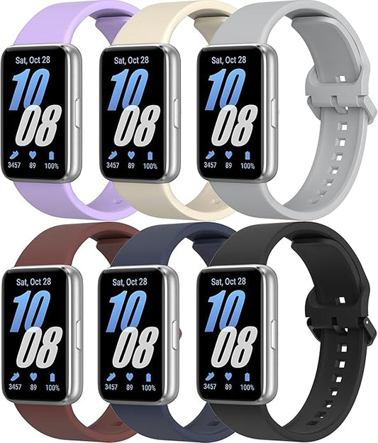 6 PACK Bands for Samsung Galaxy Fit 3 Band Women Men, Soft Silicone Sport Replacement Watch Strap Compatible with Galaxy Fit 3 SM-R390 Smartwatch Accessories