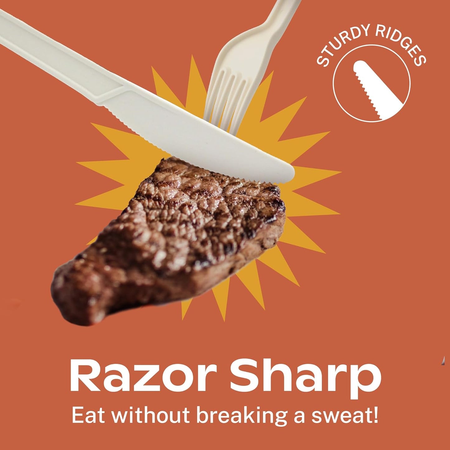 CORAL Ivory White 100% Compostable Silverware Set 340 Pieces - Heavy Duty 160 Forks, 120 Spoons, 60 Knives Bulk - Break Resistant with Smooth Edges, Ocean Friendly Alternative to Plastic Utensils