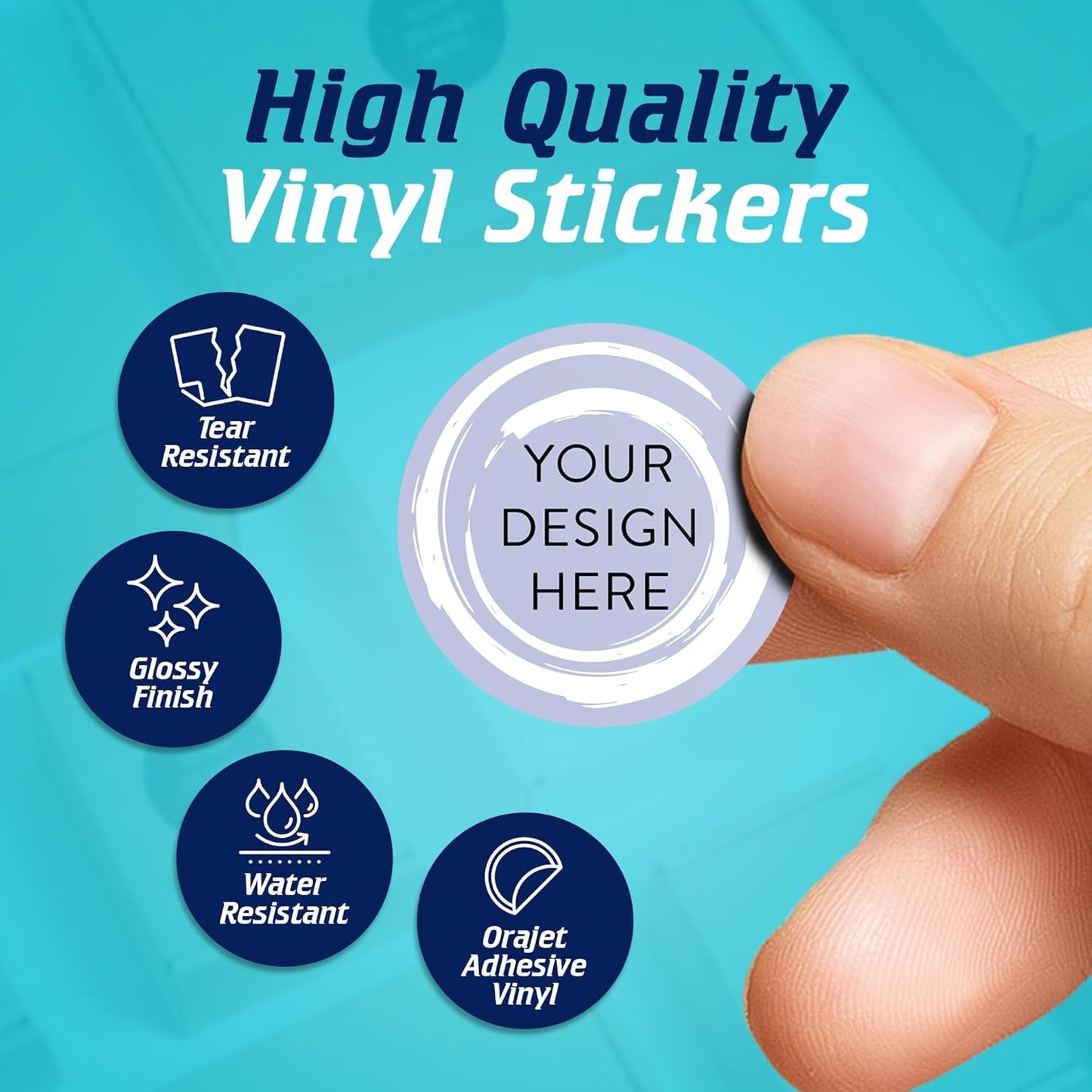 100 Custom Vinyl Stickers - Upload Your own Image, Text, Design, Logo - Personalized Logo Labels for Handmade, Packaging, Bottle, Jars, Candle, Brand Stickers (Lavender Swirls, 1x1)