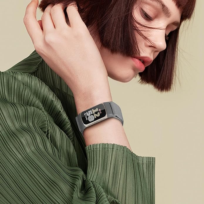 Magnetic Stretchy Nylon Compatible with Fitbit Charge 6 Bands/Fitbit Charge 5 Bands, Elastic Fabric Sport Adjustable Wristband Strap for Charge 5/6 Smartwatch Women Men