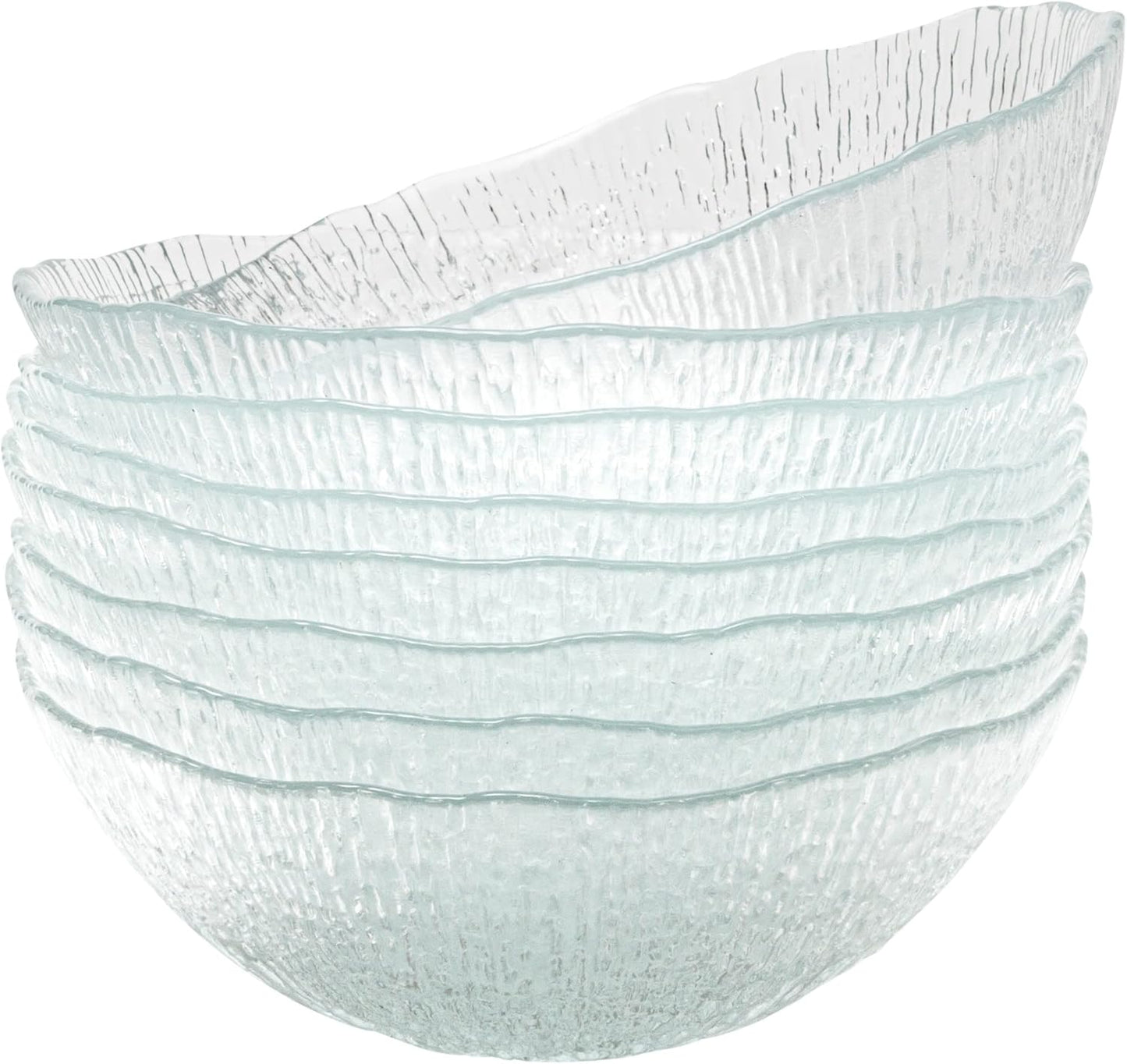Vikko Soup Bowls, 6.5 Inch Salad Bowls, Glass Soup Bowls, Elegant Textured Glass Bowls, Set of 6, Dishwasher Safe