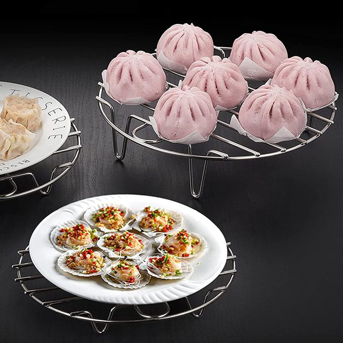 4.9" Round Cooking Rack Versatile Stainless Steel Grid Grill Steamer Rack, Fits Air Fryer Pot Pressure Cooker Canning