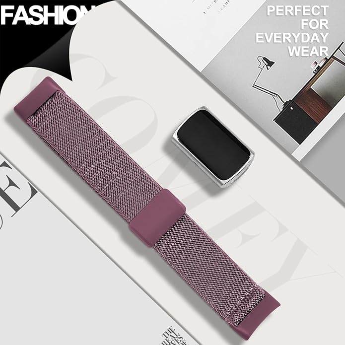 Magnetic Stretchy Nylon Compatible with Fitbit Charge 6 Bands/Fitbit Charge 5 Bands, Elastic Fabric Sport Adjustable Wristband Strap for Charge 5/6 Smartwatch Women Men