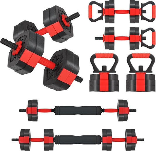 VIVITORY Dumbbell Sets Adjustable Weights, Free Weights with Connector, Non-Rolling Adjustable Dumbbell Set, Barbell for Home Gym, Hexagon, Cement Mixture