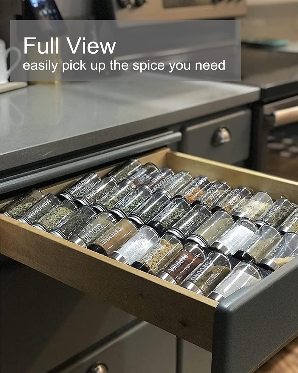 Artibear Expandable Spice Rack Drawer Organizer for 8" to 24" Kitchen Cabinets Drawer Tray, Set of 9