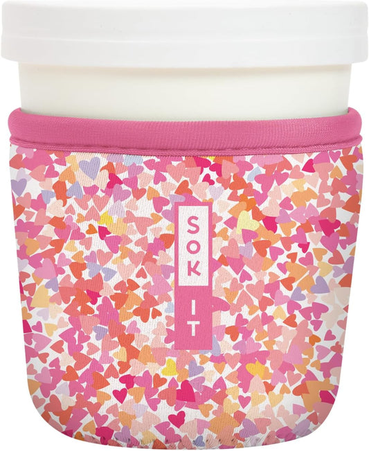 Sok It IceCreamSok Insulated Neoprene Cover (Floral Hearts, Tapered Ice Cream Pints)