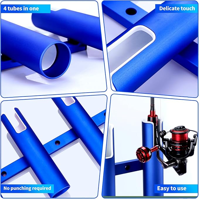 Marinebaby Fishing Rod Holder Aluminum, 3/4 Link Tube， Aluminum 4 Rod Rack, Suit Boats & Yacht