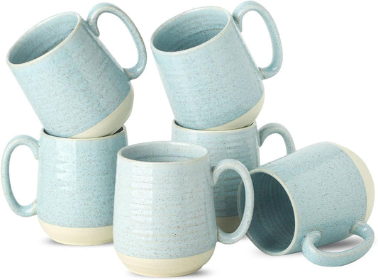 Hasense Ceramic Coffee Mugs, 15 Oz Coffee Cup with Handle Set of 4, Large Coffee Mug for Men, Modern Latte Cup for Cappuccino, Tea, Cocoa, Microwave & Dishwasher Safe, Birthday Gift, Light Blue