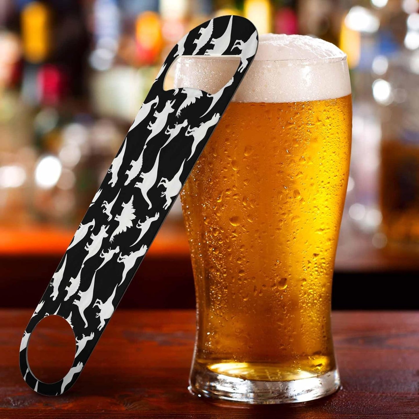 Dinosaurs Stainless Steel Bottle Opener Black Dinosaur Silhouette Triceratops Shadow Raptor Tyrannosaurus Flat Beer Bottle Opener Keychain for Home Kitchen Bar Restaurant Party Birthday Gift