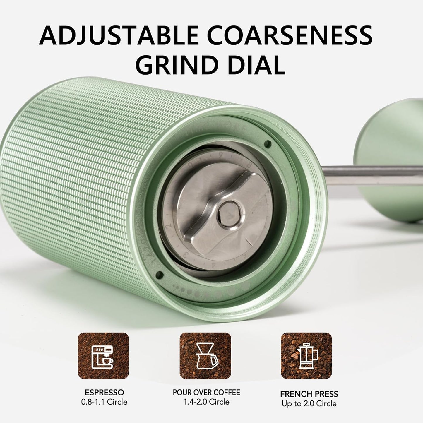 TIMEMORE Manual Coffee Grinder with Stainless Steel Espresso Coffee Bean Grinder Chestnut C3 ESP Internal Adjustable Setting, Double Bearing Positioning Green