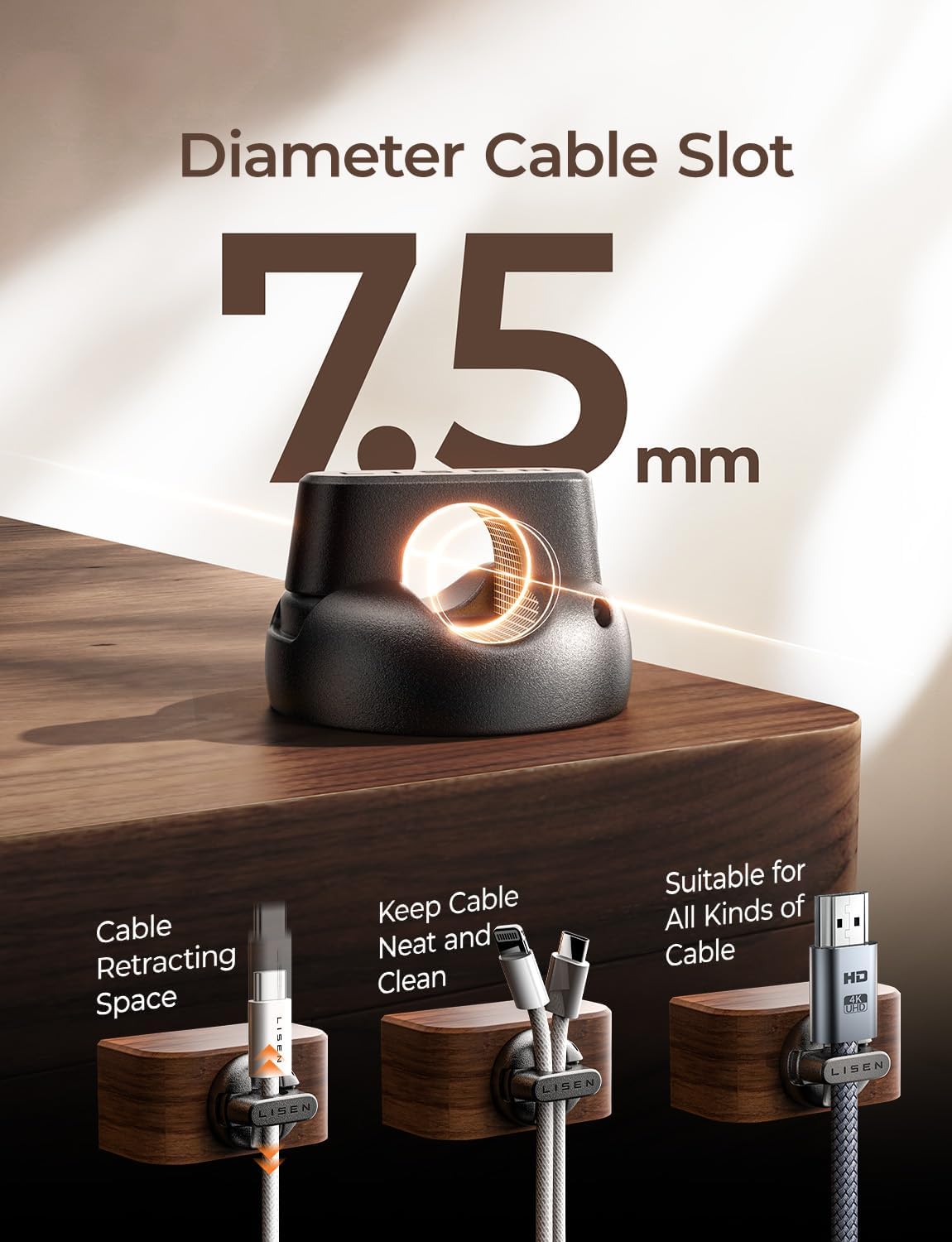 12-Pack Magnetic Cable Clips [1S Snap-On] Cord Holder, LISEN Office Desk Organizers and Accessories with 4 Extra Strong Adhesive Pads, Wire Organizer for Nightstand, Home, Wall, Car, Desktop