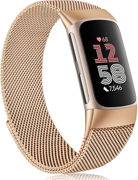 Meliya for Fitbit Charge 6 Bands Women Men, Stainless Steel Metal Mesh Loop Adjustable Magnetic Wristband Replacement Straps Compatible with Fitbit Charge 6 Fitness Tracker