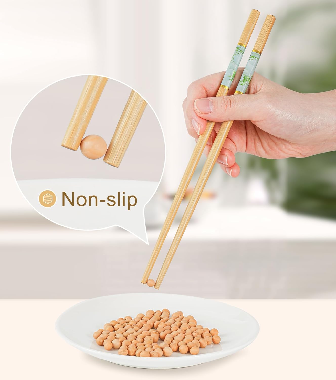 10Pairs Bamboo Chopstick Reusable Wooden Chop Sticks Washable Chinese Style 9.5Inch