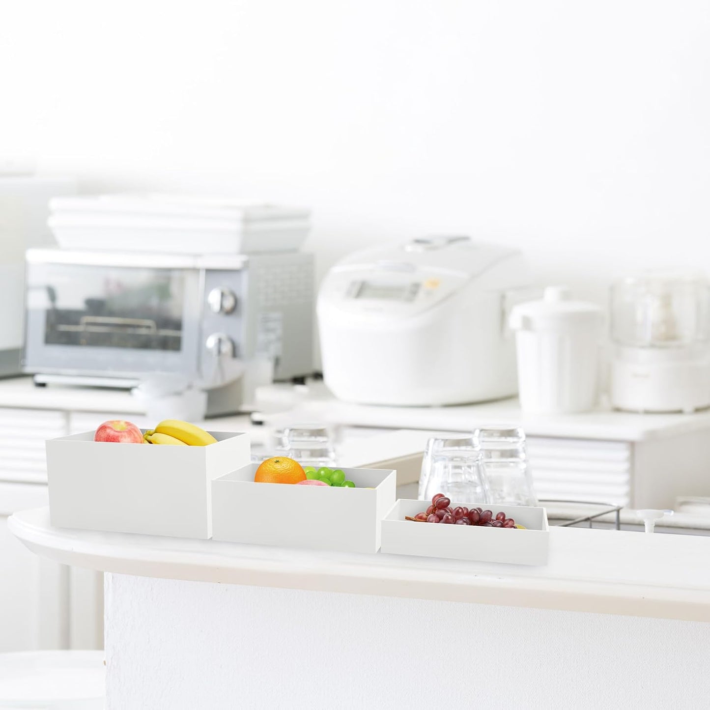 6 Pack White Buffet Food Risers, Step 12” 11”10” Large Size Acrylic Cube Box Display for Dessert Food Drink Collectibles Jewelry Figures, Display Stands for Retail Vendor Events,5 Side, Rectangle