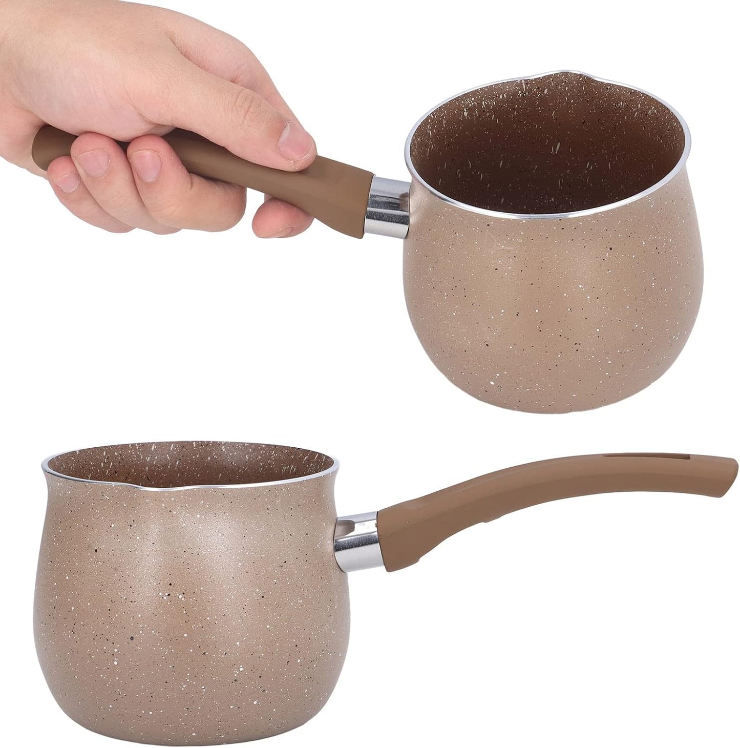 Non Stick Milk Pan, Enamel Milk Pan,Butter Warmer, Single Handle Coffee Warmer Boiling Pot Mini Milk Pan Aluminum Alloy Non Stick Anti Scalding for Cooking(Coffee)