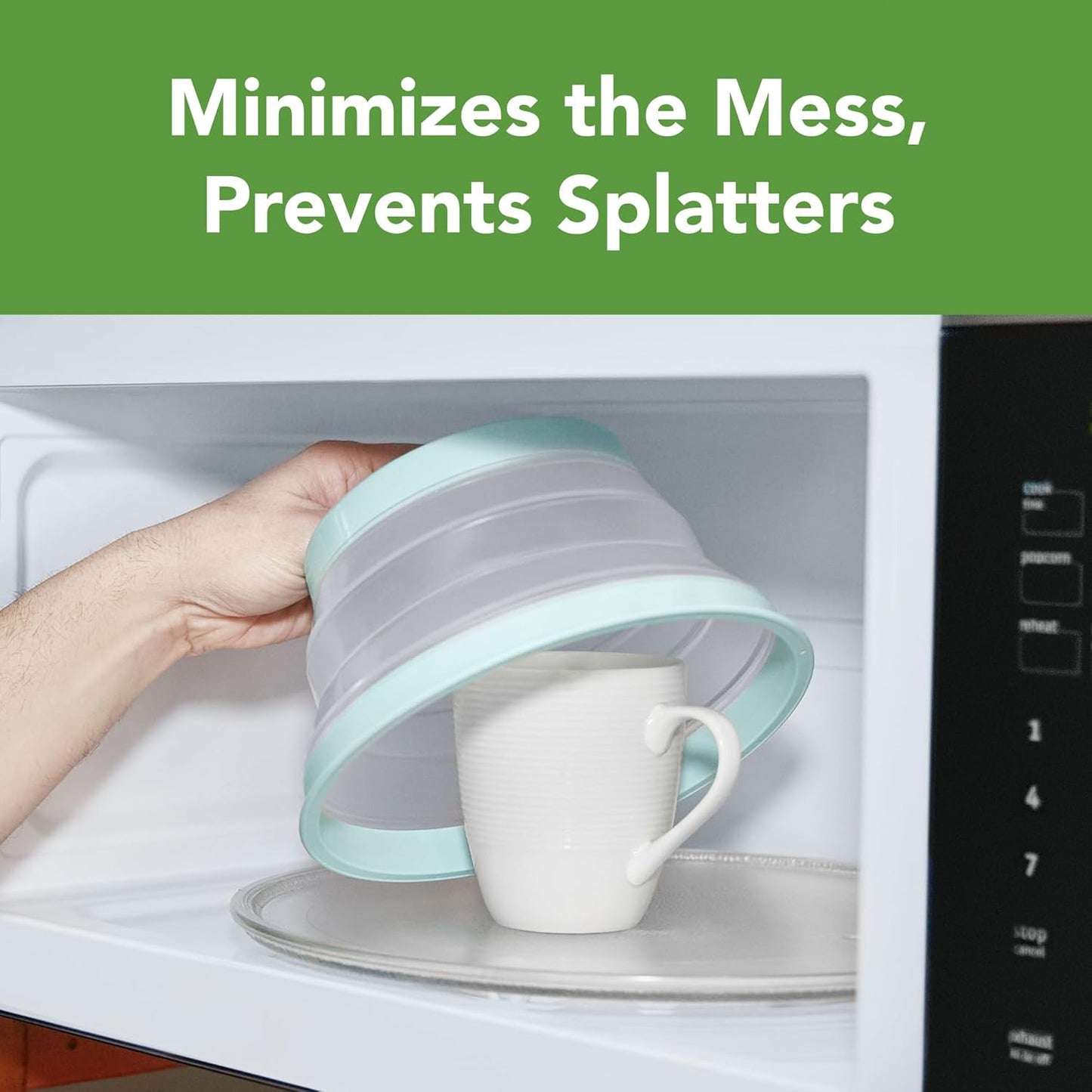 Tovolo Microwave Splatter Cover for Food, Small (Blue Haze) - Collapsible & Vented Silicone Splatter Guard Lid - Microwave Plate & Dish Cover with Handle - BPA-Free Kitchen Gadget for Meal Prep